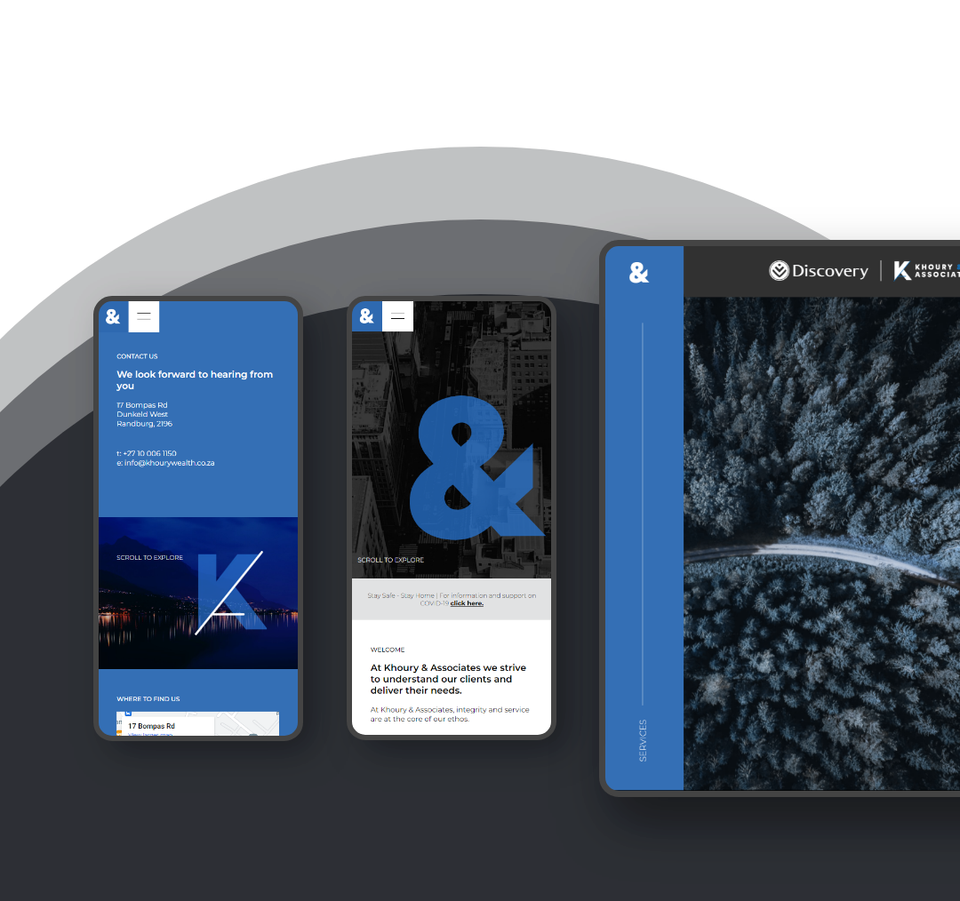 Khoury & Associates website screens shown on mobile devices